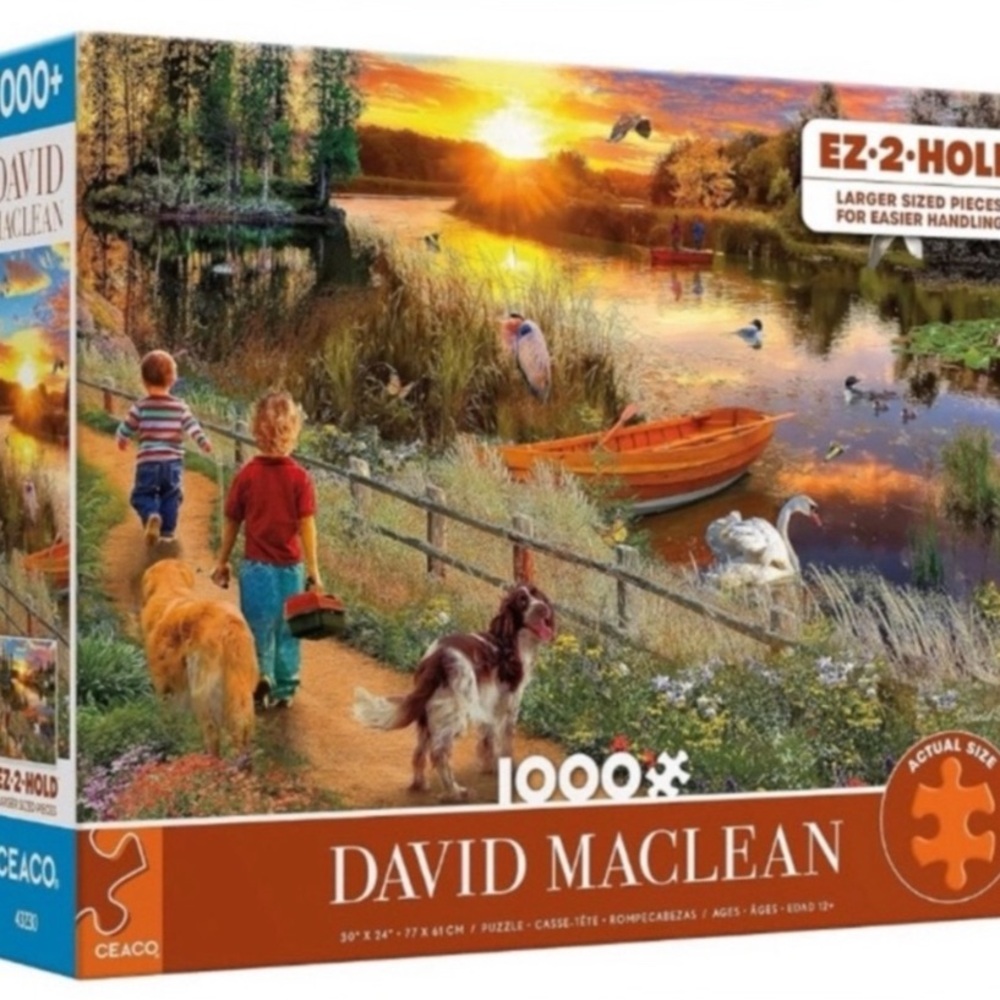 CEACO Jigsaw Puzzle River Sunset David Maclean 1000 Piece Oversized Pieces EUC